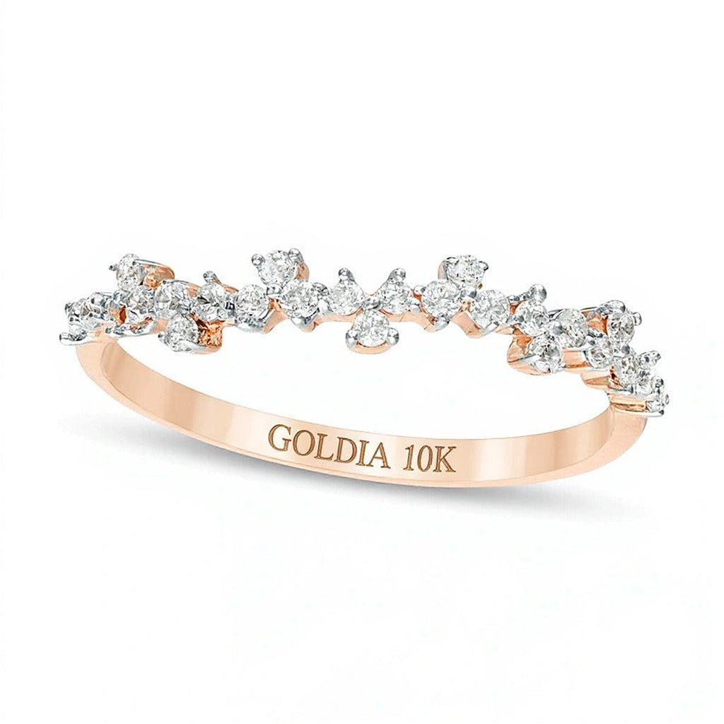 Memoire-Ring mit gestreuten Diamanten 0,25 ct. Gesamtgewicht in 10K Roségold