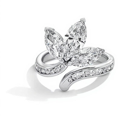 2,75 ct. Gesamtgewicht Labordiamant-Fashion-Ring im Marquise- und Rundschliff in 14K Weißgold (F/VS2)