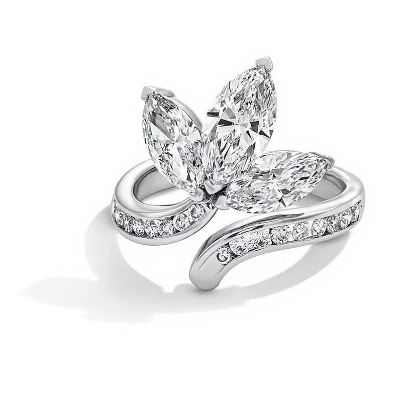2,75 ct. Gesamtgewicht Labordiamant-Fashion-Ring im Marquise- und Rundschliff in 14K Weißgold (F/VS2)