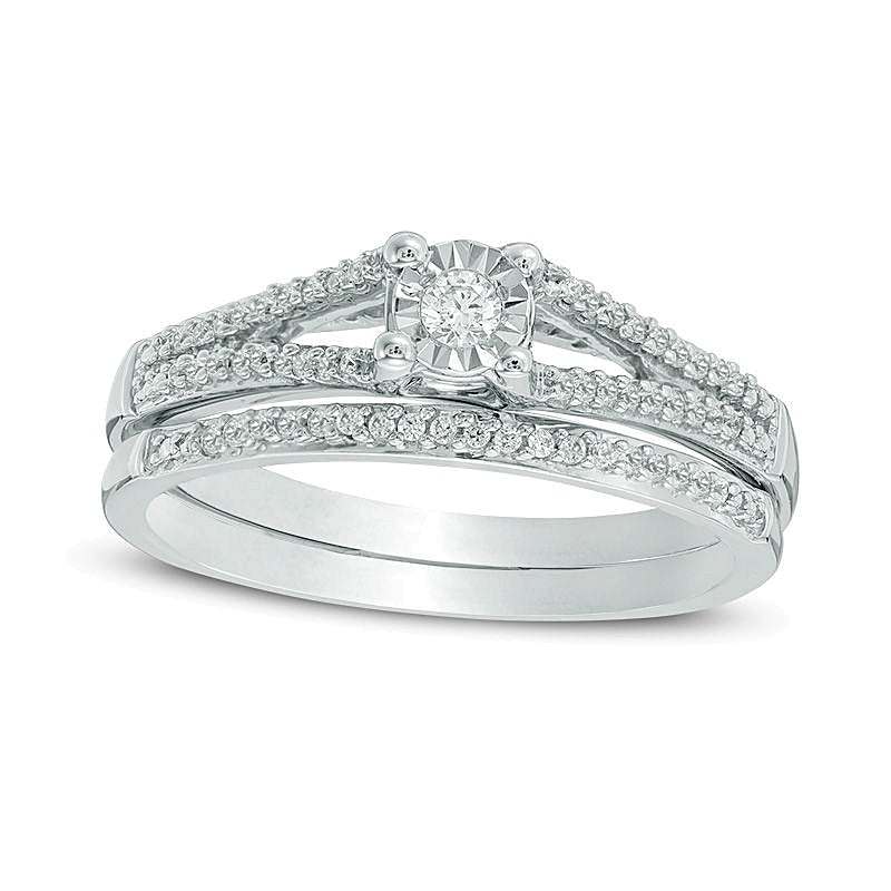 0.2 CT. Gesamtgewicht Diamant Braut-Set mit Split-Shank in 10K Weißgold