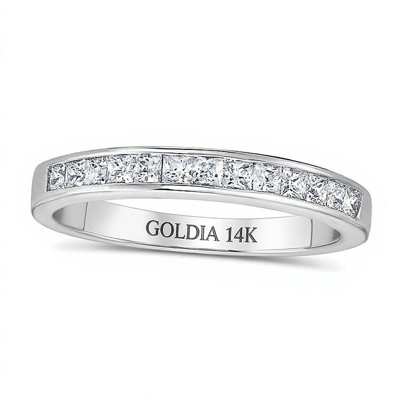 0.5 CT. Gesamtgewicht Ehering mit Diamanten im Princess-Schliff in 14K Weißgold (H/VS2)