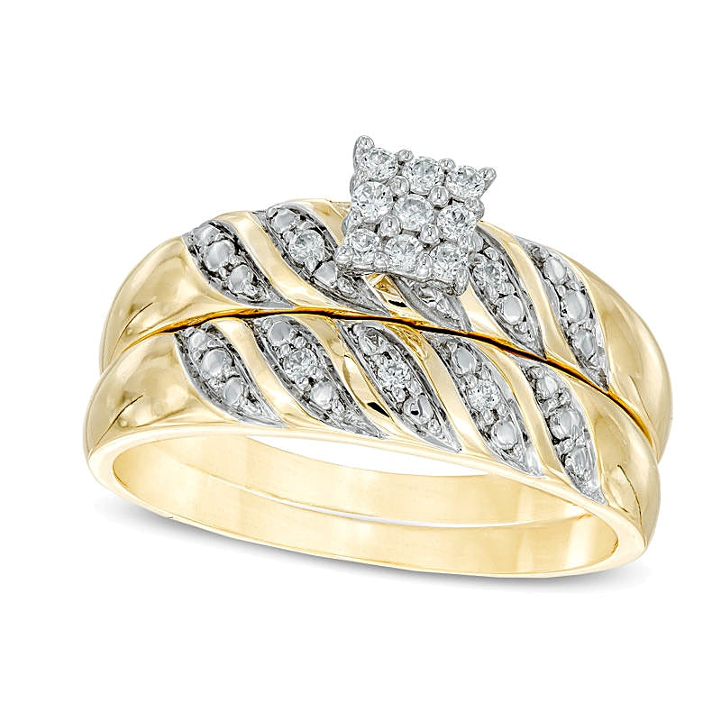 0.13 ct. Gesamtgewicht Diamant Brautset in 10K Gelbgold