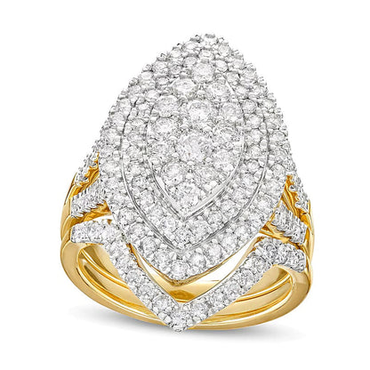 Braut-Set mit Diamanten in Marquise und rund, 2.0 ct. Gesamtgewicht, in 14K Gelbgold