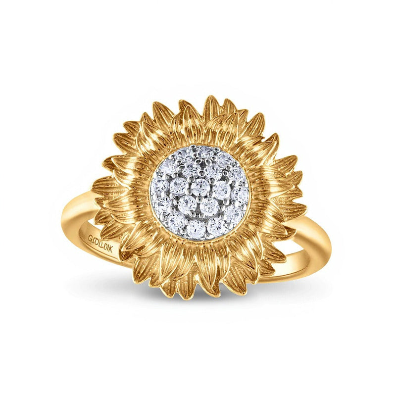 0.2 ct. Gesamtgewicht Diamant Sonnenblumen-Ring in 10K Gelbgold