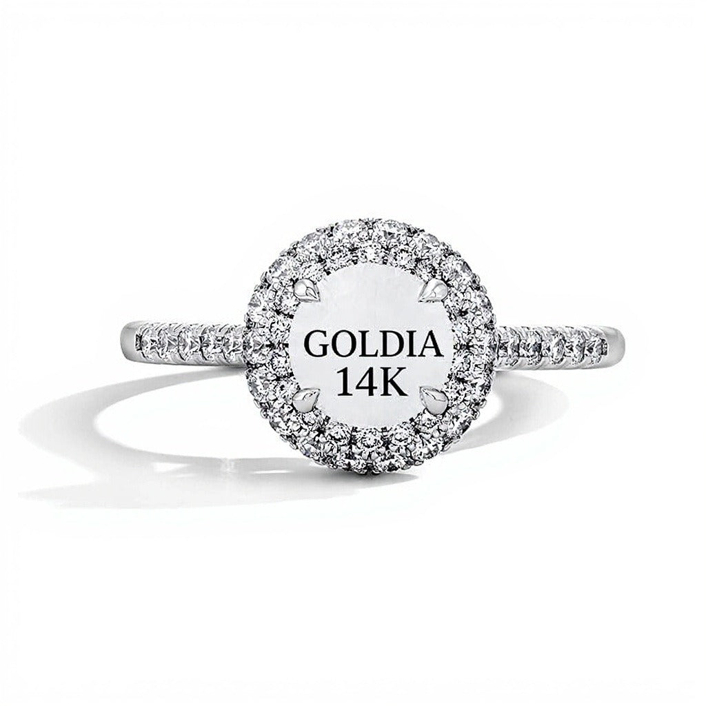 1.5 CT. Gesamtgewicht Labordiamant Verlobungsring mit Halo in 14K Weißgold (F/VS2)