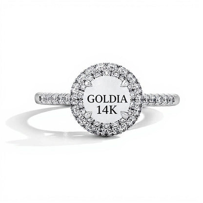 1.5 CT. Gesamtgewicht Labordiamant Verlobungsring mit Halo in 14K Weißgold (F/VS2)