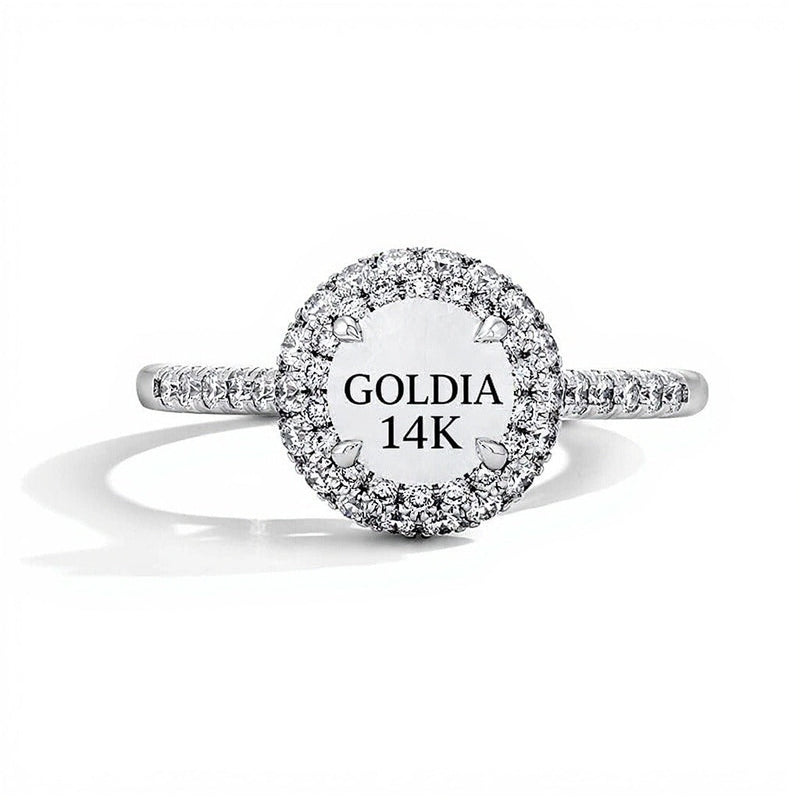 1.5 CT. Gesamtgewicht Labordiamant Verlobungsring mit Halo in 14K Weißgold (F/VS2)