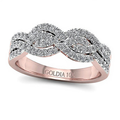 Ring mit geflochtenem Twist-Design und 0,5 ct. Gesamtgewicht Diamanten in 10K Roségold