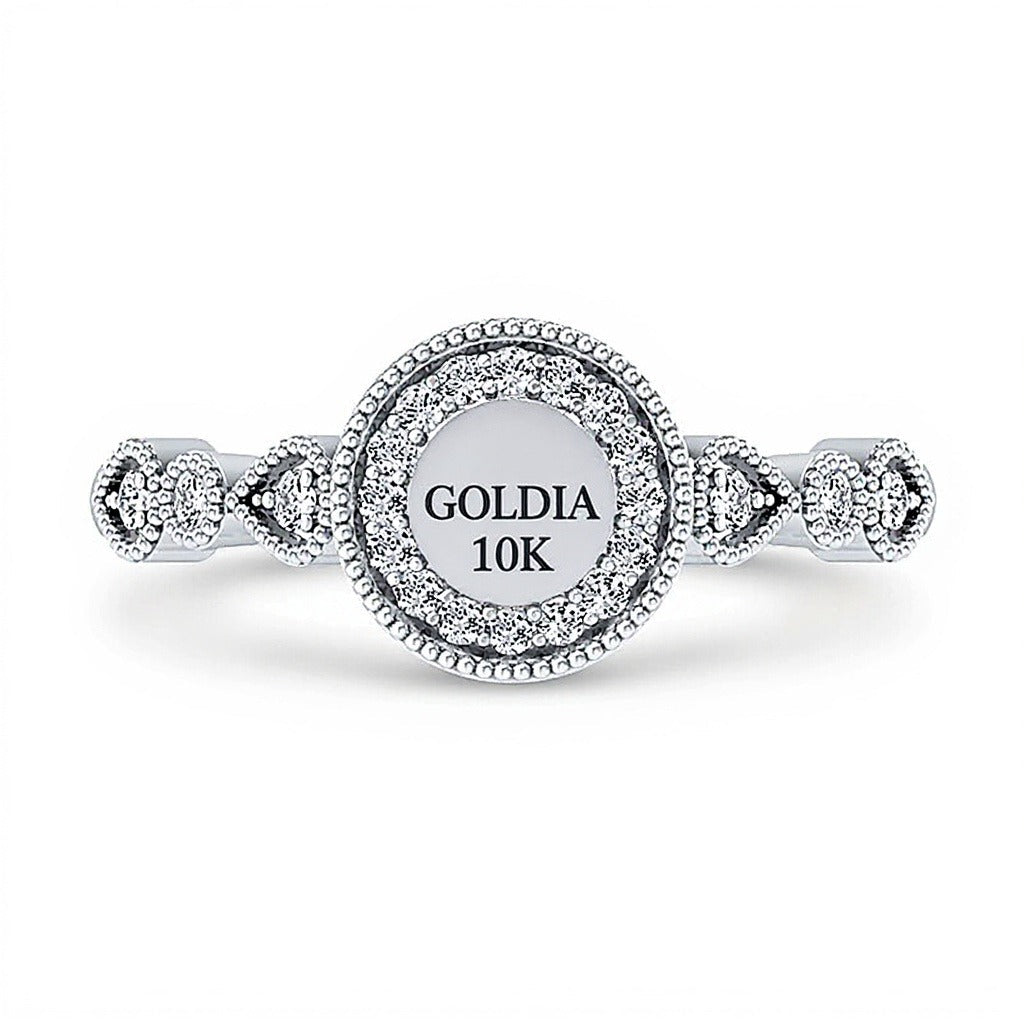 0.2 CT. Gesamtgewicht Multi-Diamant Ring im Art-déco-Vintage-Stil aus 10K Weißgold