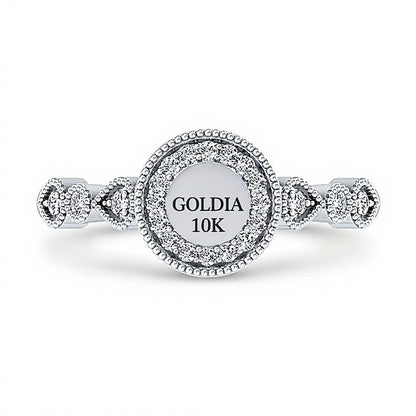 0.2 CT. Gesamtgewicht Multi-Diamant Ring im Art-déco-Vintage-Stil aus 10K Weißgold