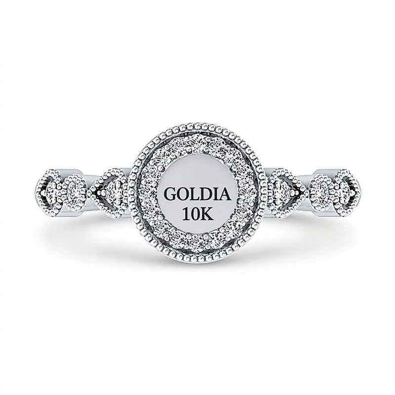 0.2 CT. Gesamtgewicht Multi-Diamant Ring im Art-déco-Vintage-Stil aus 10K Weißgold