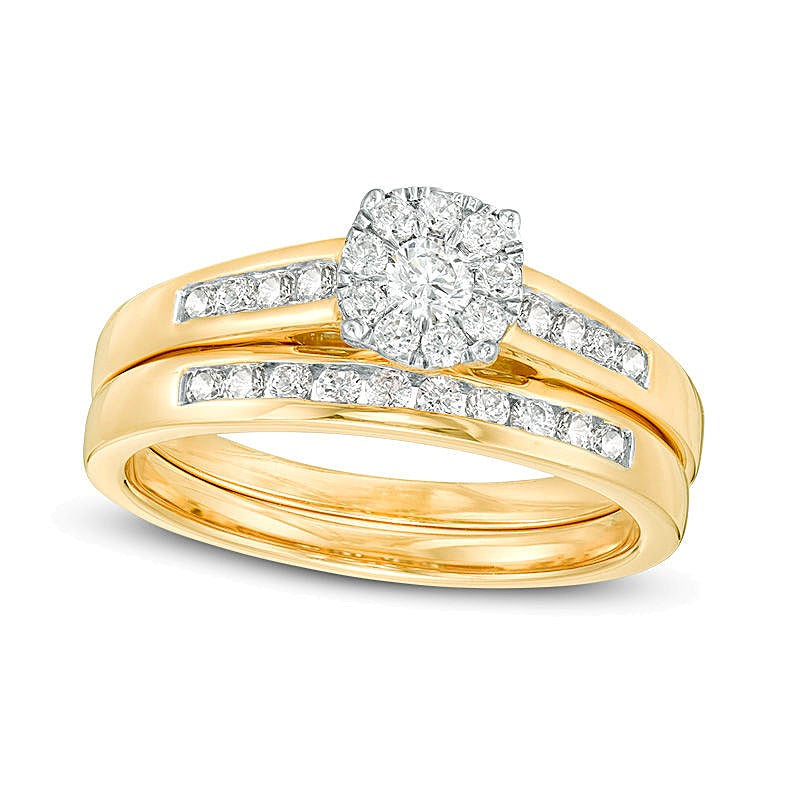Brautset mit Diamanten 0.5 ct. Gesamtgewicht in 10K Gelbgold
