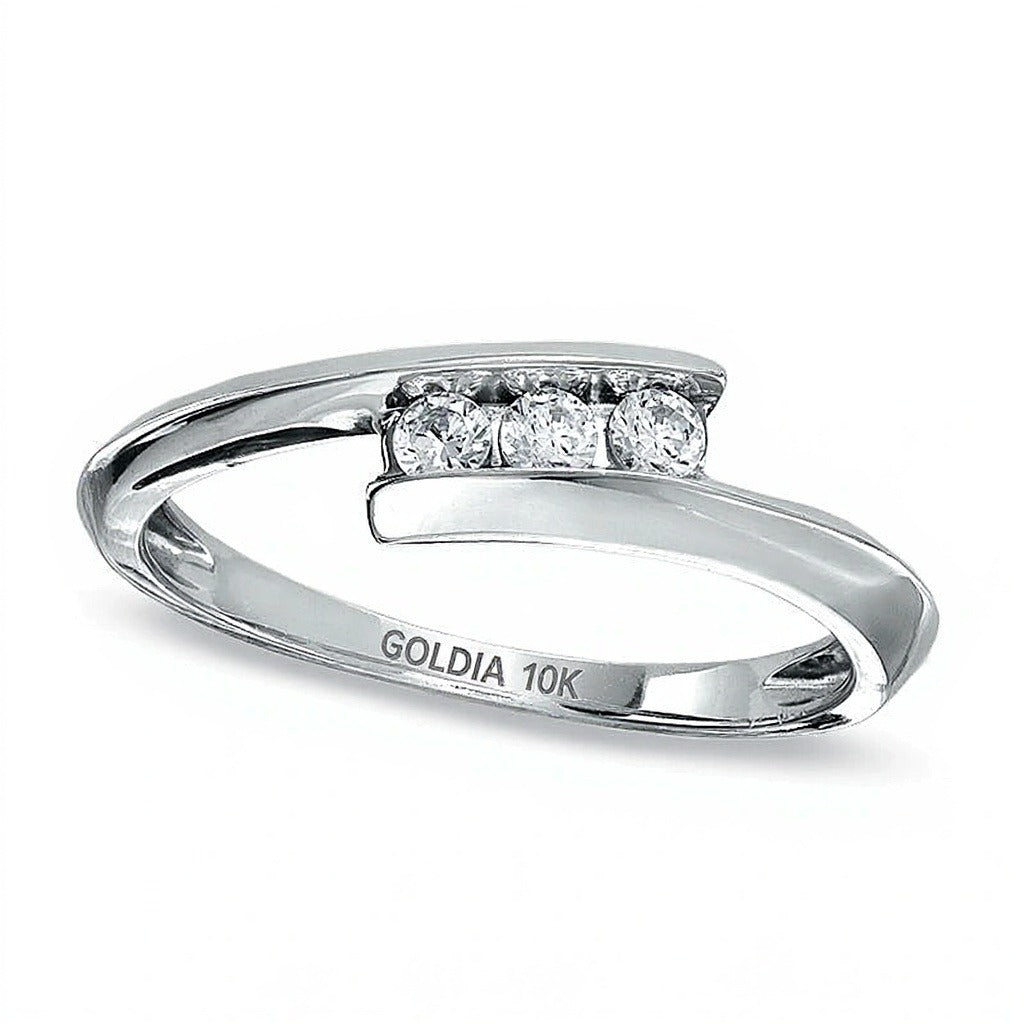 0.2 CT. Gesamtgewicht Diamant Dreistein-Ring Bypass in 10K Weißgold