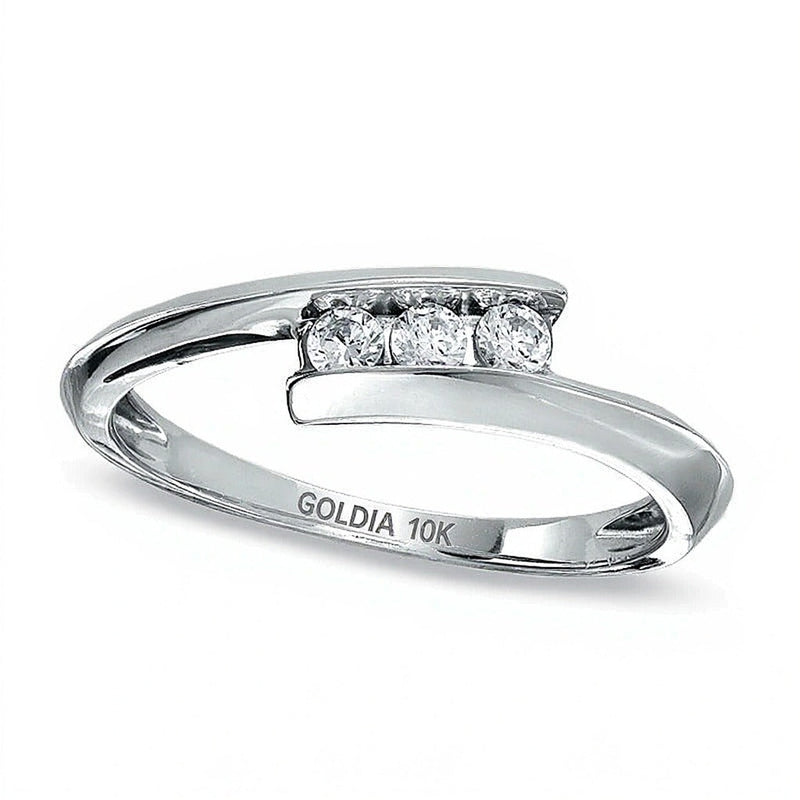 0.2 CT. Gesamtgewicht Diamant Dreistein-Ring Bypass in 10K Weißgold
