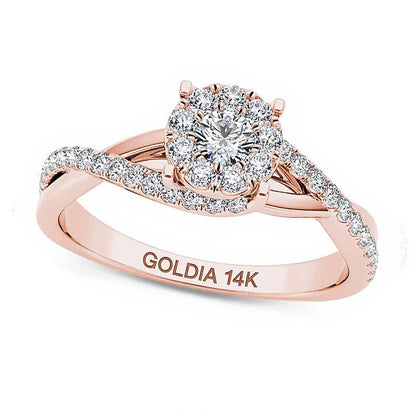 0,5 ct. Gesamtgewicht Diamant Bypass Verlobungsring in 14K Roségold