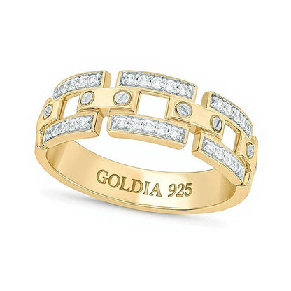 0,25 ct. Gesamtgewicht Diamant-Ring Fashion mit Kettengliedern und Schrauben-Akzent aus 14K Weißgold für Damen