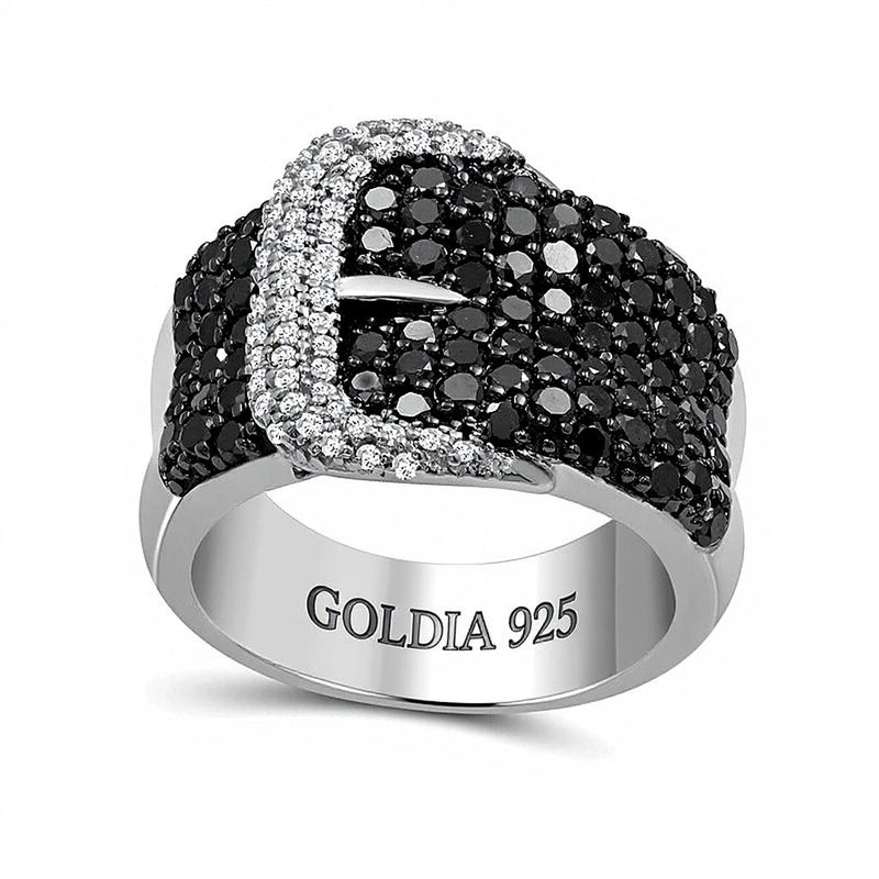 Fashion-Ring mit schwarzen und weißen Diamanten 1,88 ct. Gesamtgewicht in rhodiniertem Sterlingsilber