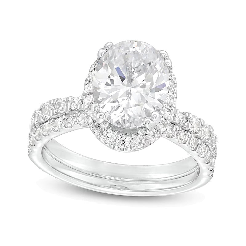 2.88 CT. Gesamtgewicht Braut-Set mit ovalen Labordiamanten in 14K Weißgold (I/SI2)