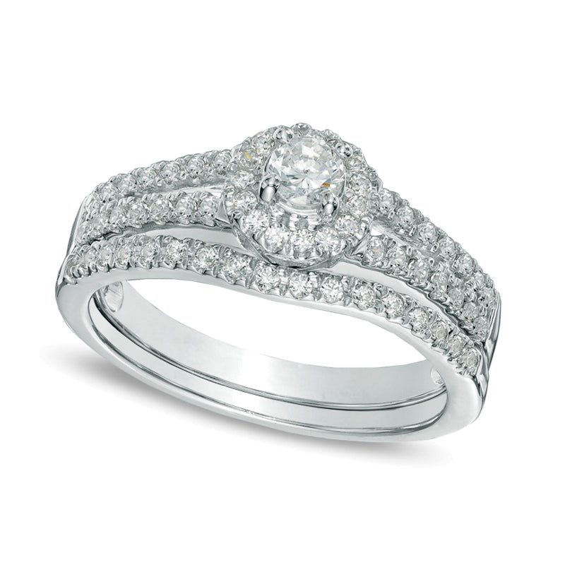 0.5 ct. Gesamtgewicht Diamant-Brautset in 14K Weißgold