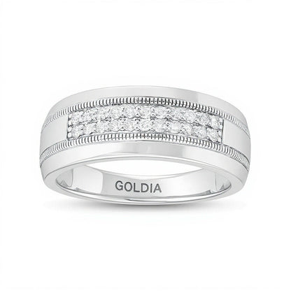 0.33 ct. Gesamtgewicht Diamant-Ehering im Vintage-Stil mit Doppelreihe in 10K Weißgold