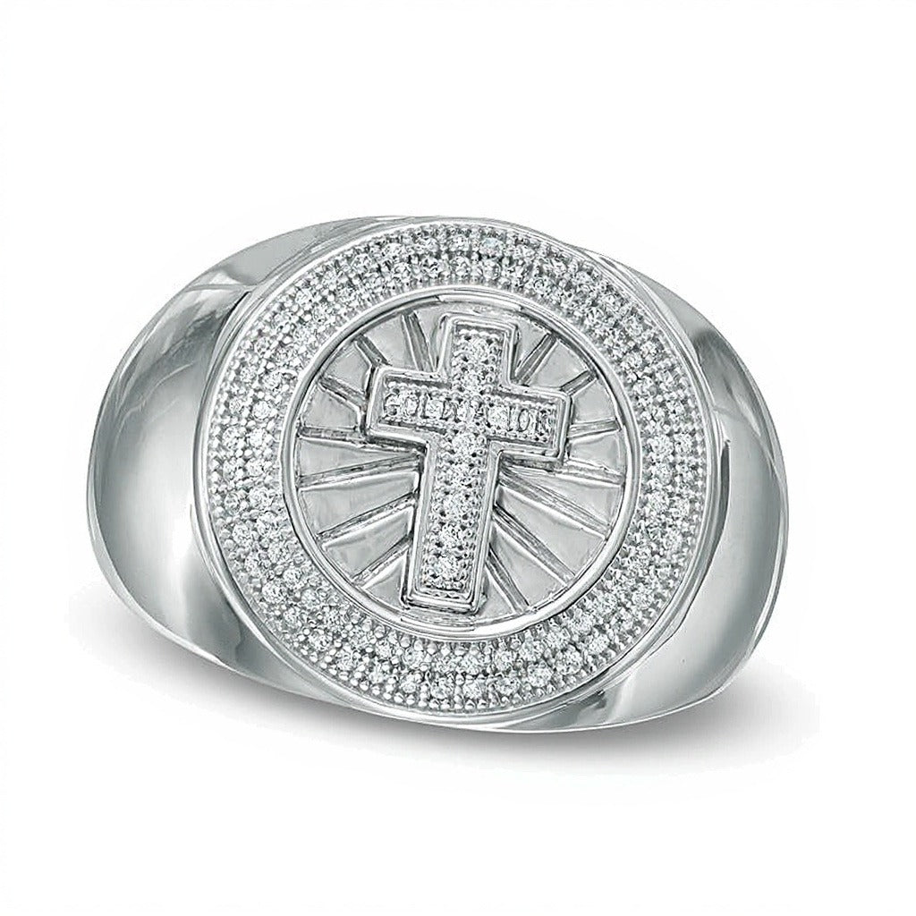 Kreuz-Ring mit Diamanten 0.25 ct. Gesamtgewicht in 10K Weißgold