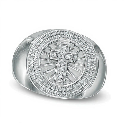 Kreuz-Ring mit Diamanten 0.25 ct. Gesamtgewicht in 10K Weißgold