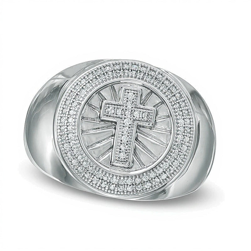 Kreuz-Ring mit Diamanten 0.25 ct. Gesamtgewicht in 10K Weißgold