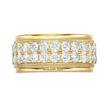 Ehering für Damen mit weißen Diamanten im Rundschliff, 2.0 ct. Gesamtgewicht, in 10K Gelbgold