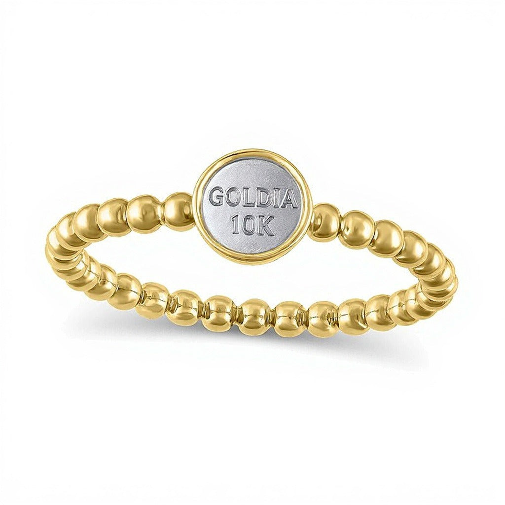 0.1 ct. Gesamtgewicht Fashion-Ring mit runden Diamanten und Perlschiene in 10K Gelbgold