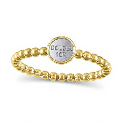 0.1 ct. Gesamtgewicht Fashion-Ring mit runden Diamanten und Perlschiene in 10K Gelbgold