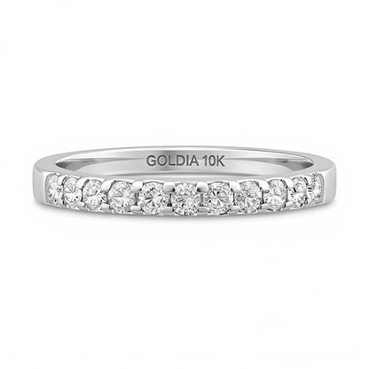 Memoire-Ring mit 0.38 ct. Gesamtgewicht Diamanten, elf Steine, in 10K Weißgold