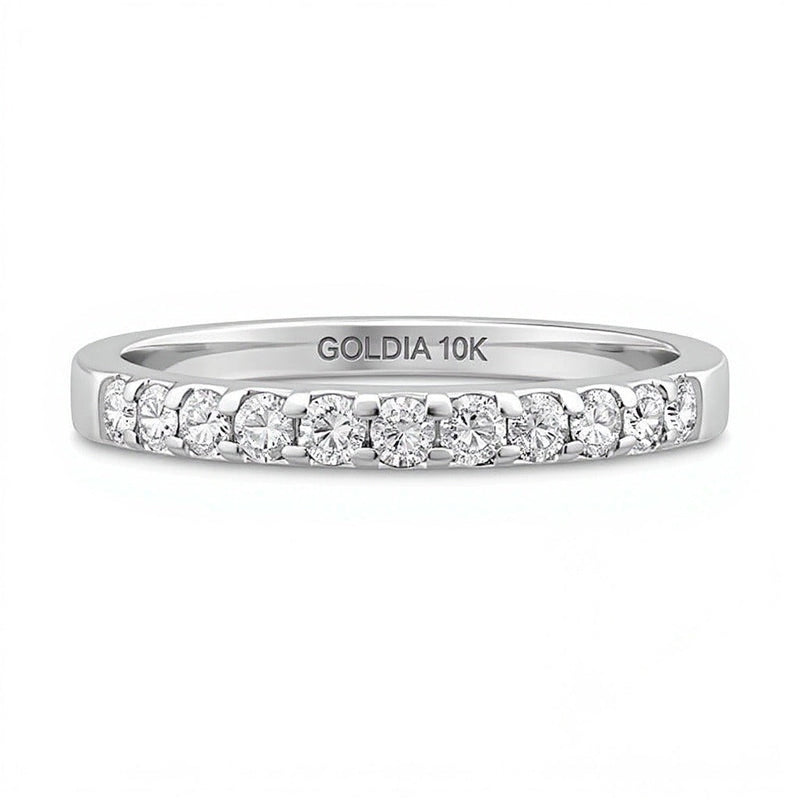 Memoire-Ring mit 0.38 ct. Gesamtgewicht Diamanten, elf Steine, in 10K Weißgold
