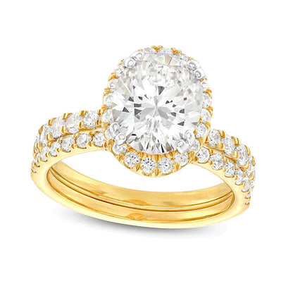 2.88 CT. Gesamtgewicht Braut-Set mit Labordiamanten in Oval- und Rundschliff in 14K Gelbgold (I/SI2)