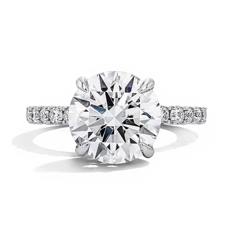 4.5 CT. Gesamtgewicht Labordiamant Solitär mit seitlichem Besatz in 14K Weißgold (F/VS2)