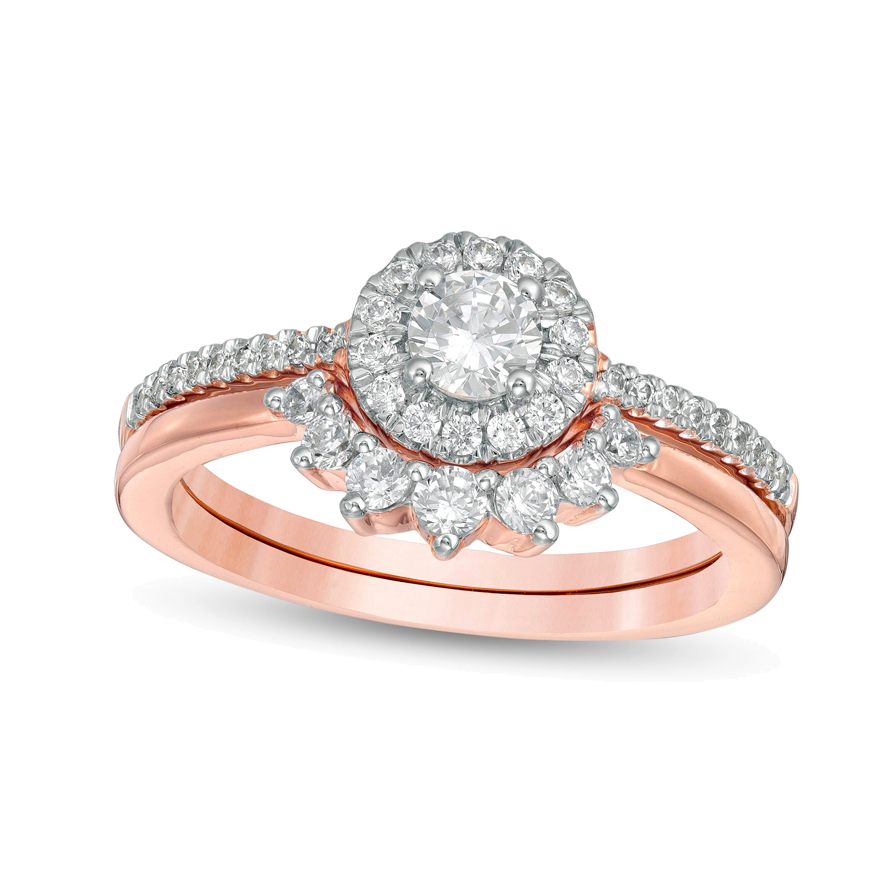 Braut-Set mit weißen Diamanten im Rundschliff in 10K Roségold, 0,63 ct. Gesamtgewicht