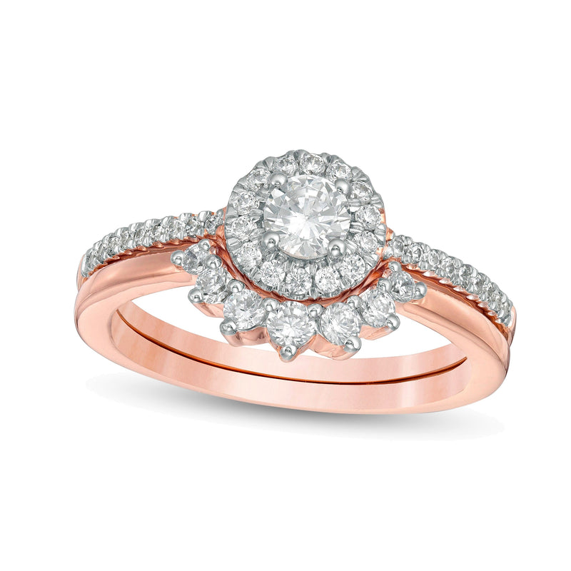 Braut-Set mit weißen Diamanten im Rundschliff in 10K Roségold, 0,63 ct. Gesamtgewicht