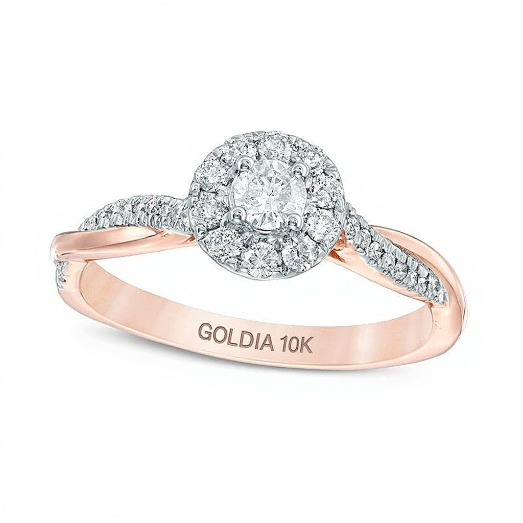0.38 ct. Gesamtgewicht Verlobungsring Halo mit Diamanten in 10K Roségold