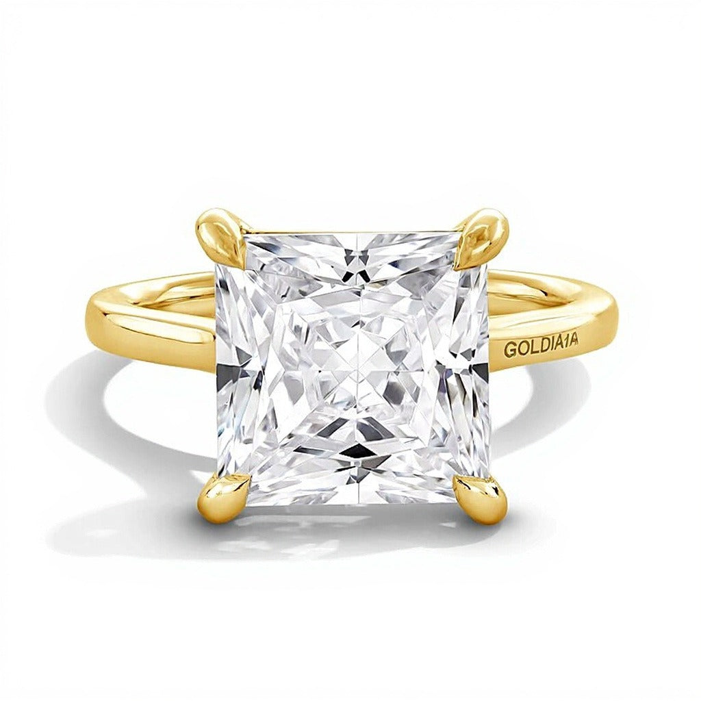 6.0 CT. Princess Labordiamant Solitär Verlobungsring aus 14K Gelbgold (F/VS2)