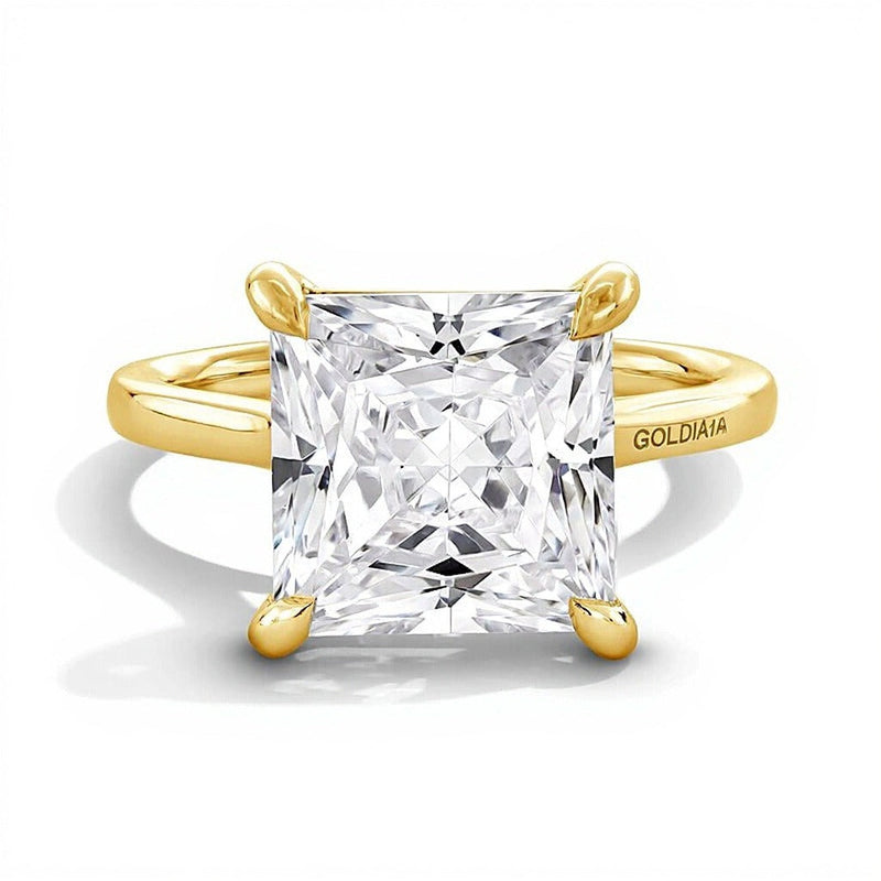 6.0 CT. Princess Labordiamant Solitär Verlobungsring aus 14K Gelbgold (F/VS2)