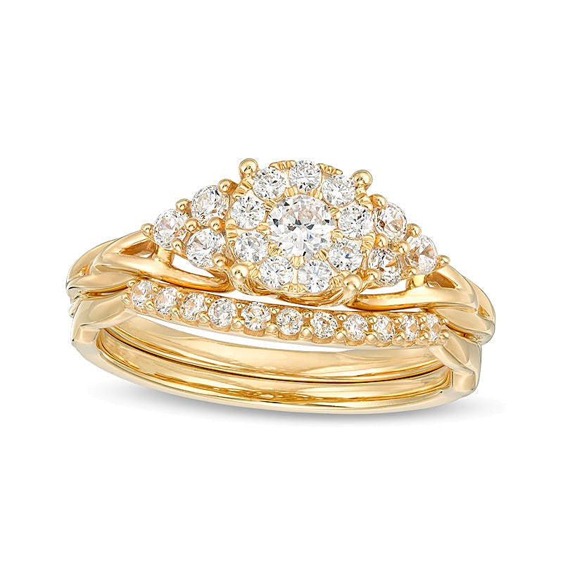 Braut-Set mit Diamanten 0.63 ct. Gesamtgewicht, rund, in 14K Gelbgold