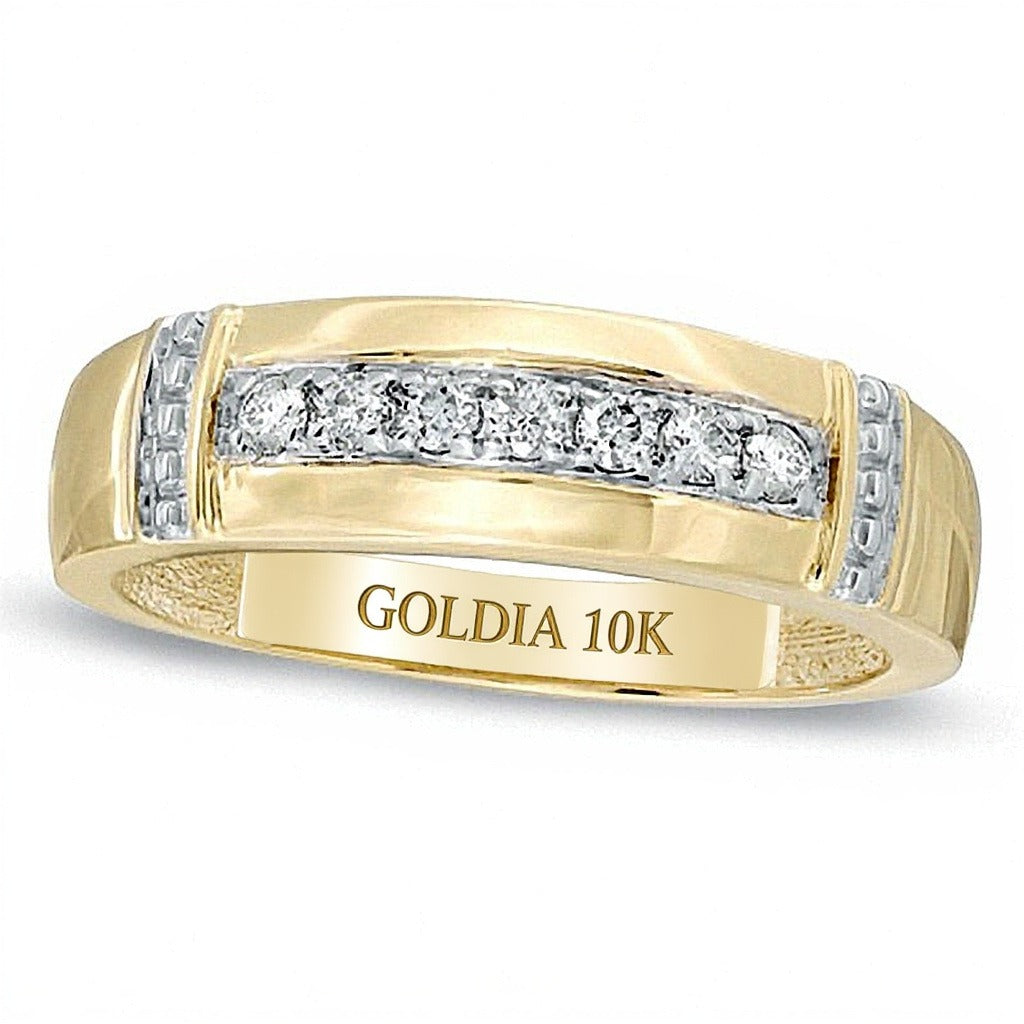 0.2 CT. Gesamtgewicht Diamant Ehering aus 10K Gelbgold