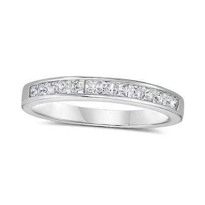 0.5 CT. TW Ehering mit Diamanten im Princess-Schliff in 14K Weißgold (I/SI2)