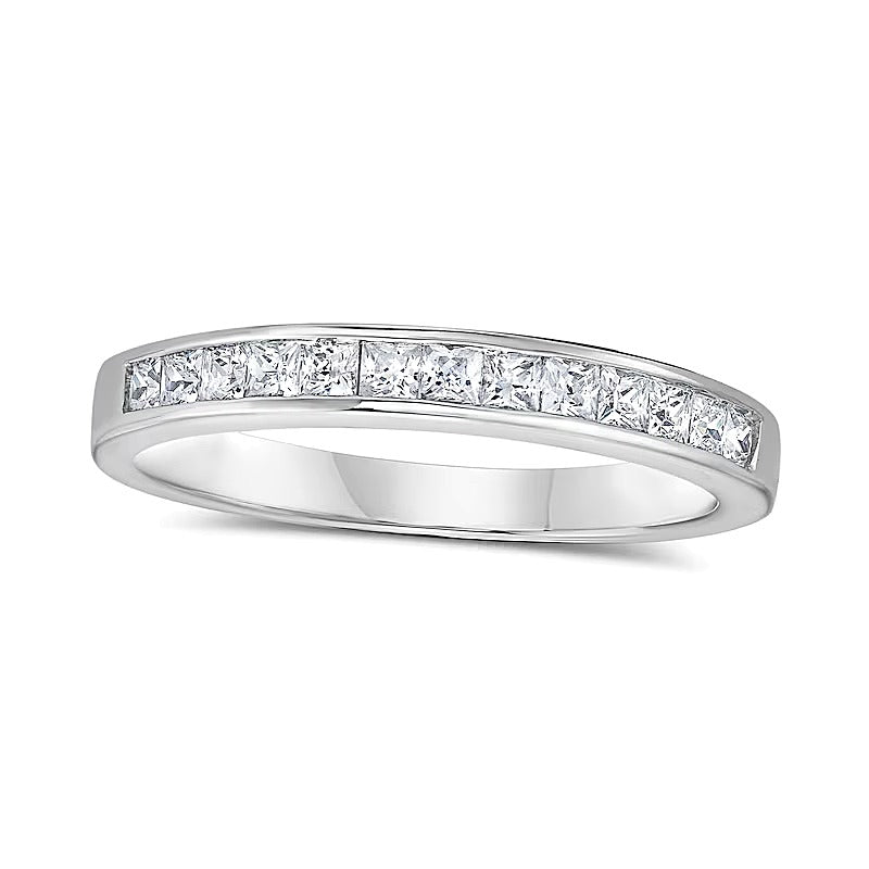 0.5 CT. TW Ehering mit Diamanten im Princess-Schliff in 14K Weißgold (I/SI2)