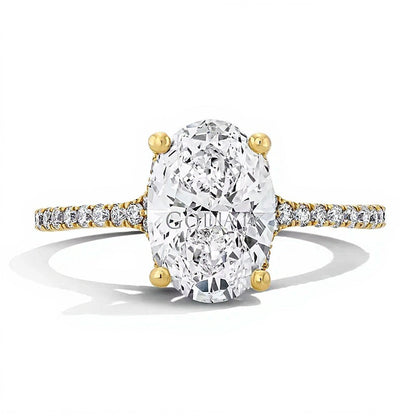 2,25 ct. Gesamtgewicht Verlobungsring mit Labordiamanten im Oval- und Rundschliff in 14K Gelbgold (F/VS2)
