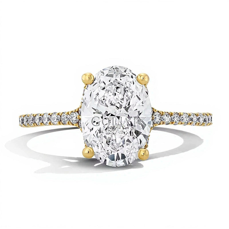 2,25 ct. Gesamtgewicht Verlobungsring mit Labordiamanten im Oval- und Rundschliff in 14K Gelbgold (F/VS2)