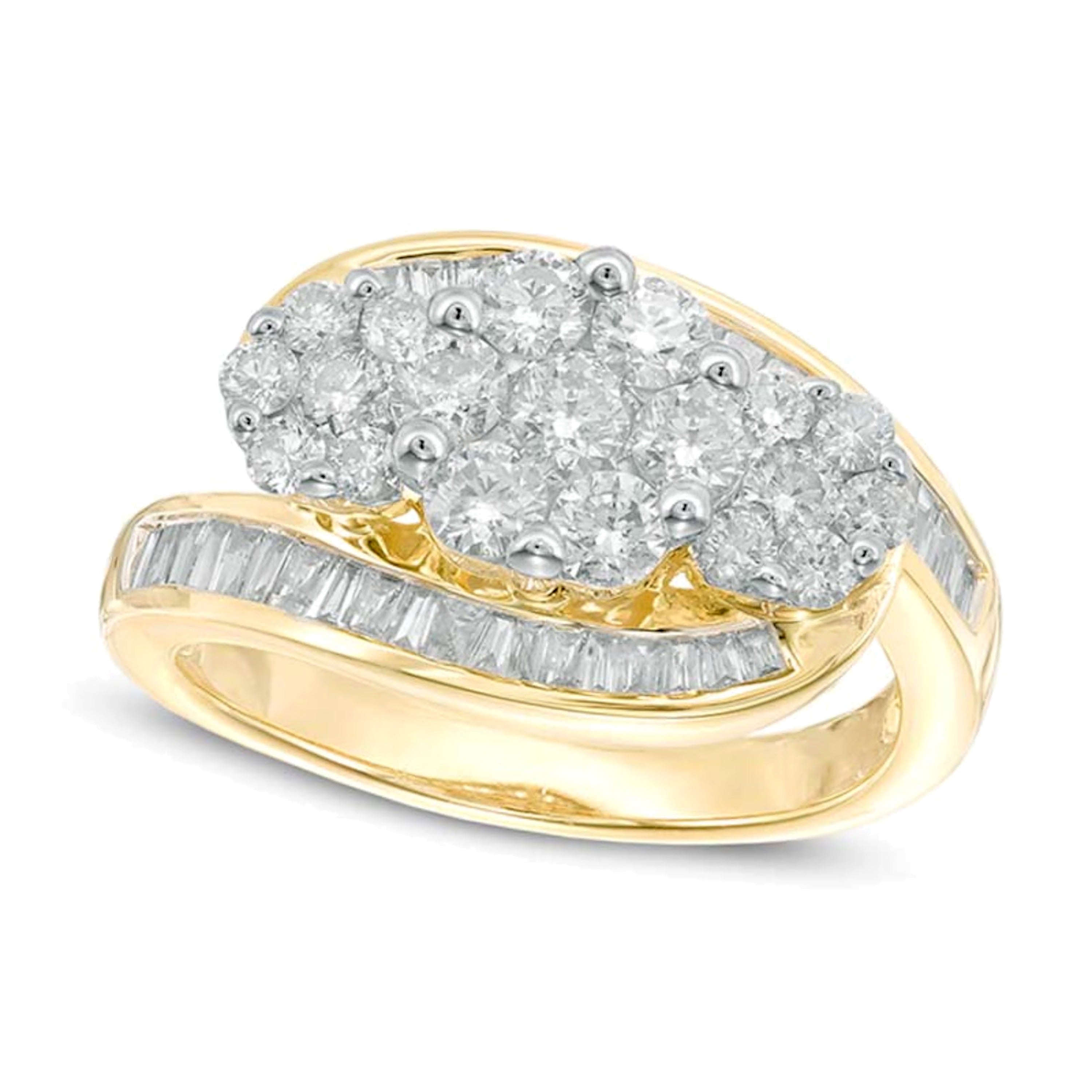 Cocktail-Ring mit Diamanten 1.5 ct. Gesamtgewicht in 14K Gelbgold