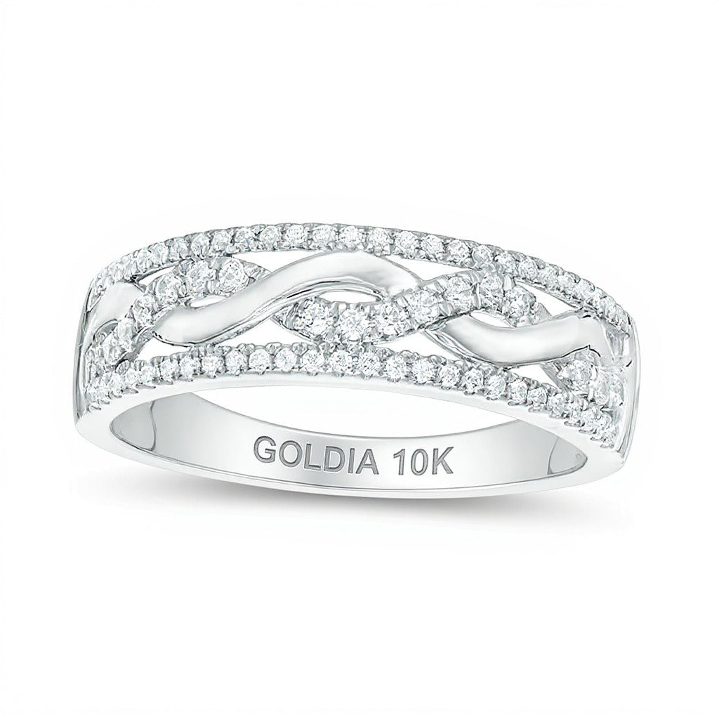 0.25 ct. Gesamtgewicht Diamant Twist-Ehering aus 10K Weißgold