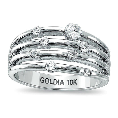 0.5 ct. Gesamtgewicht Diamant Fashion-Ring in 10K Weißgold
