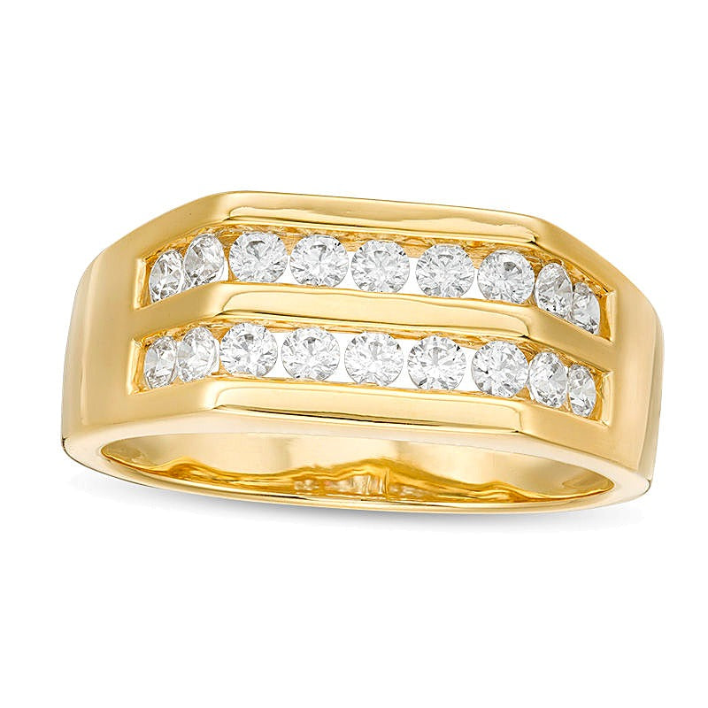 0.5 ct. Gesamtgewicht Diamant Ehering mit Komfortschliff, zweireihig, in 14K Gelbgold