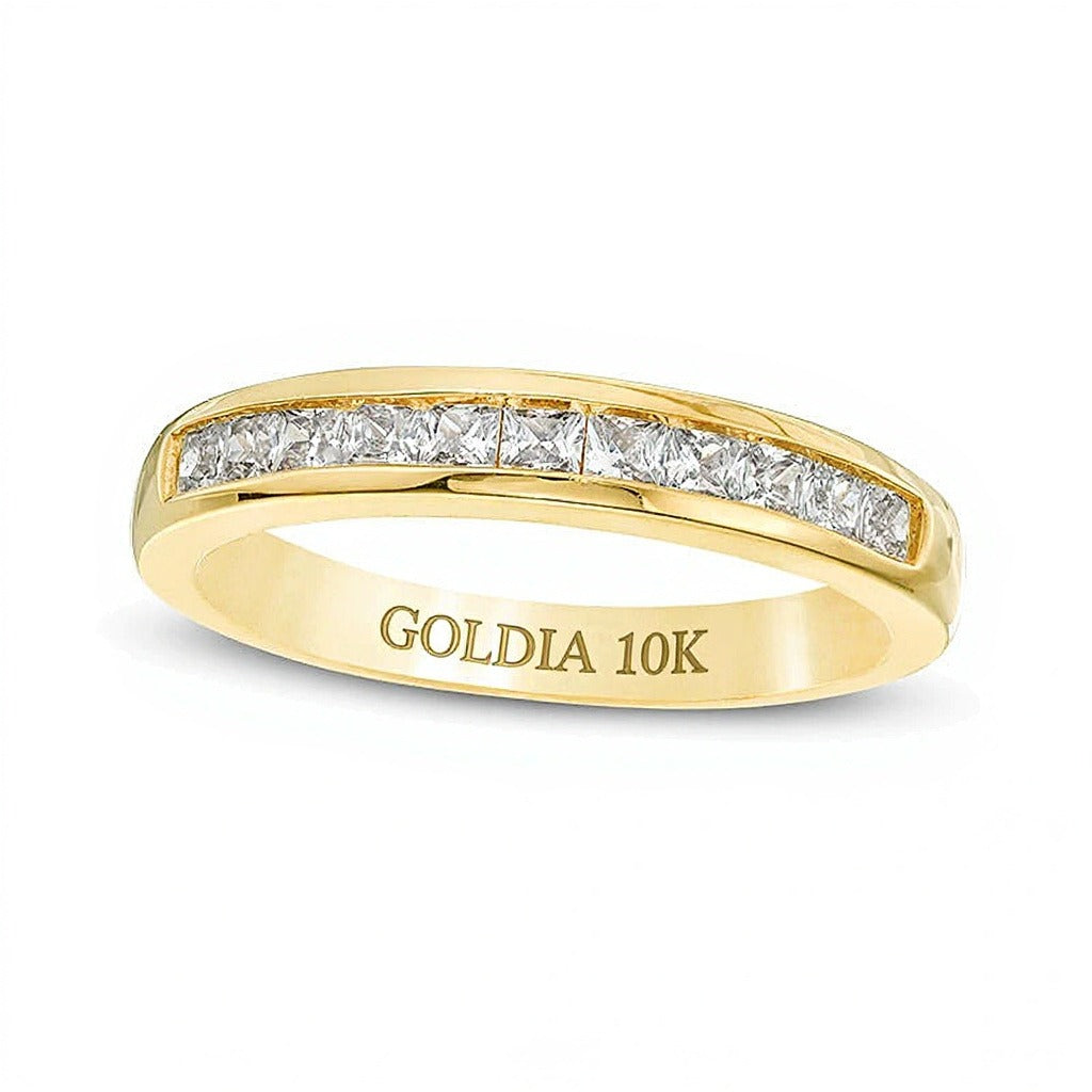 0.63 ct. Gesamtgewicht Diamant-Ehering im Princess-Schliff in 10K Gelbgold